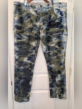 Decibel Men 42x32 Acid Wash Moto Biker Jeans Cargo Y2K Streetwear